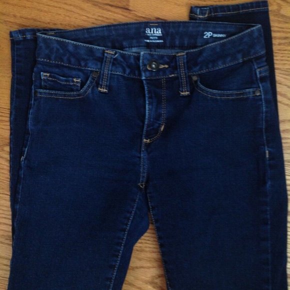 ANA A NEW APPROACH SKINNY JEANS WOMENS 2P PETITE DARK BLUE DENIM STRETCH PANTS - Picture 16 of 16